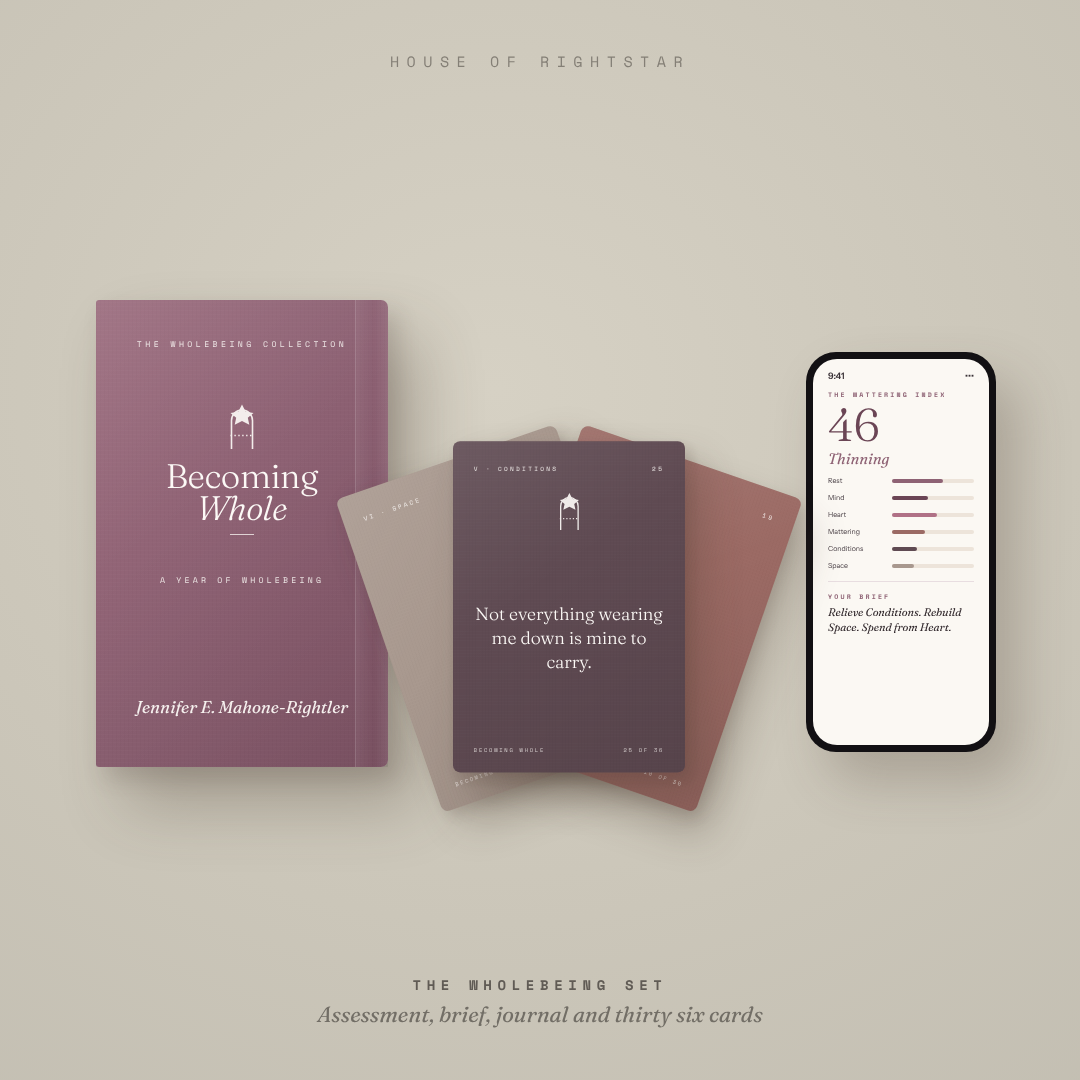 Becoming Whole journal, affirmation cards and the Mattering Index together