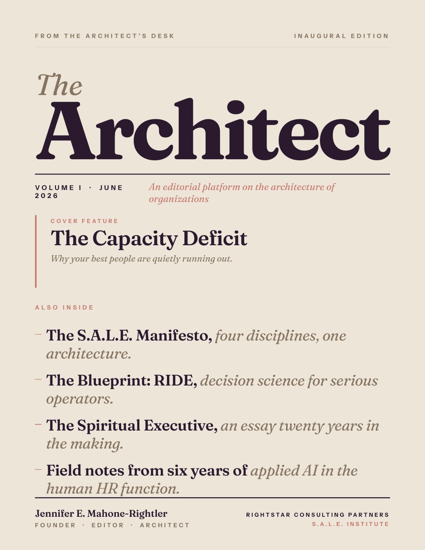 The Architect, Volume I — June 2026