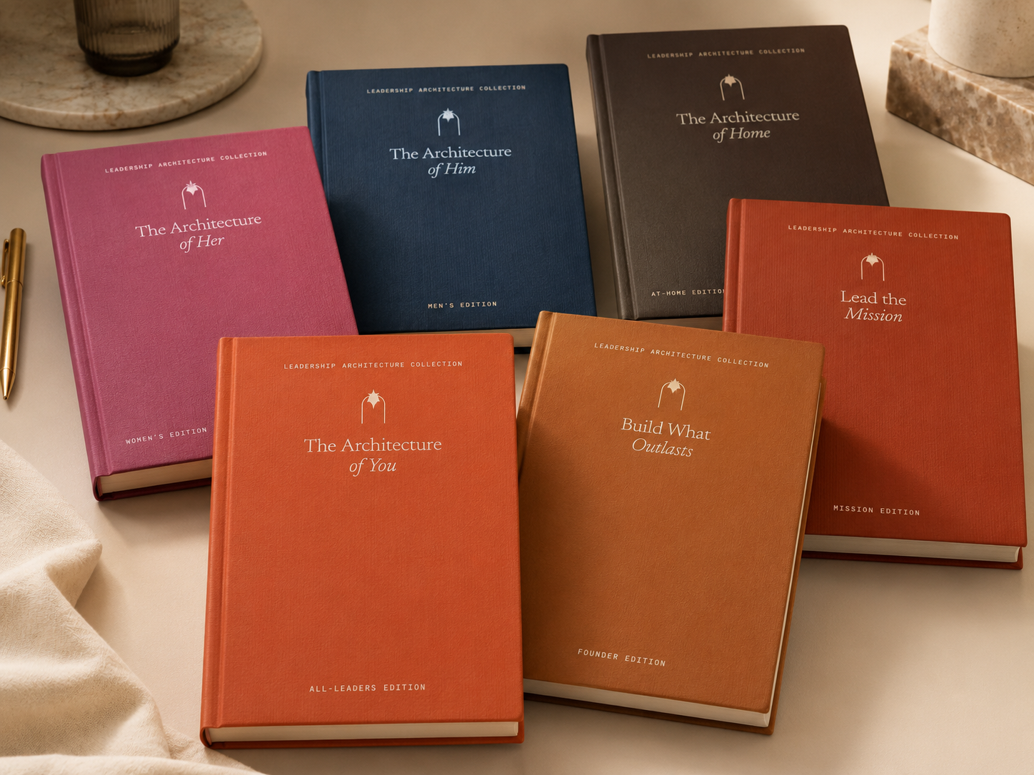 Leadership Architecture Collection journals displayed together in editorial colors.
