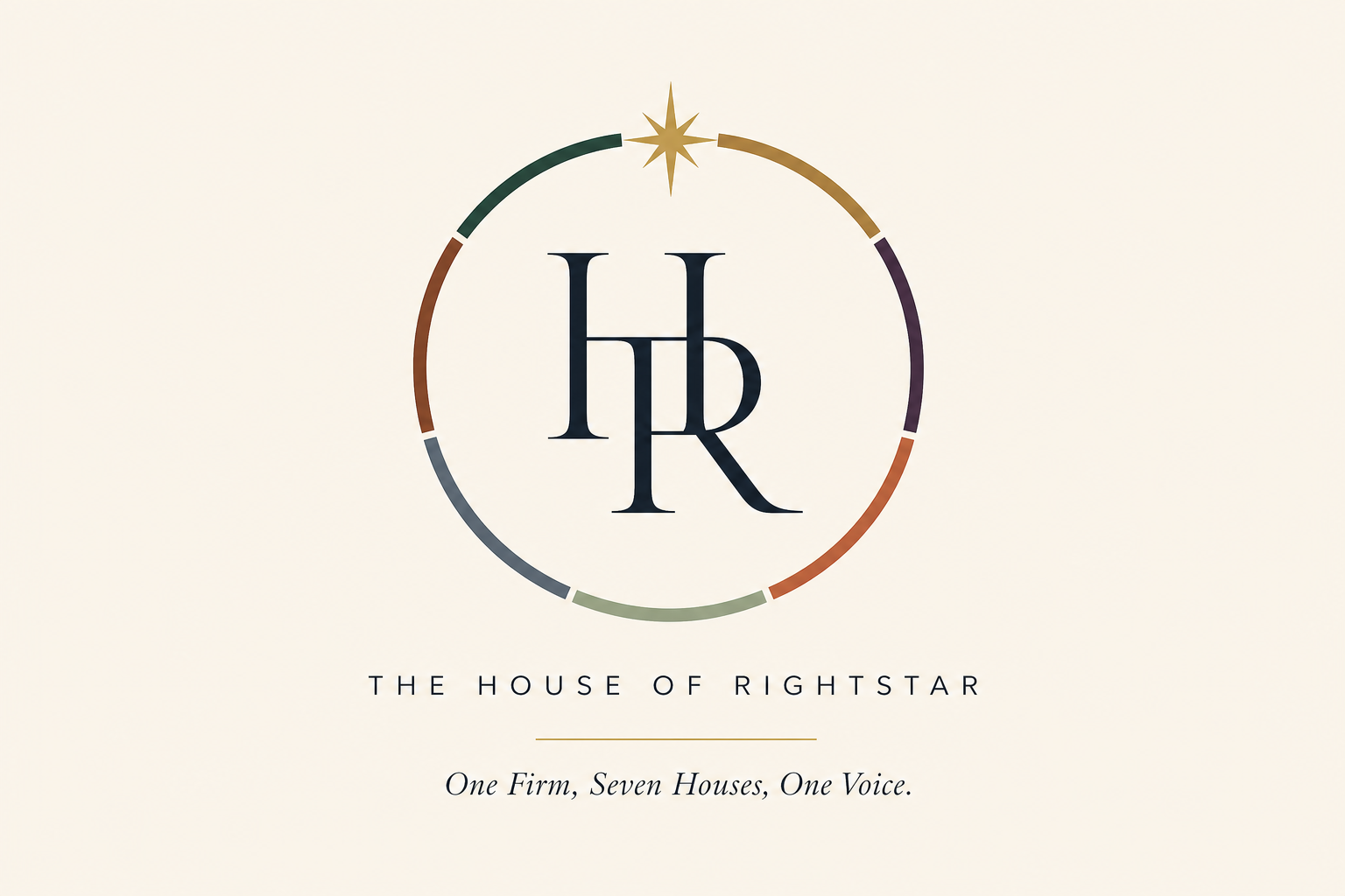 The House of RightStar logo, seven-color segmented ring around the HR monogram.